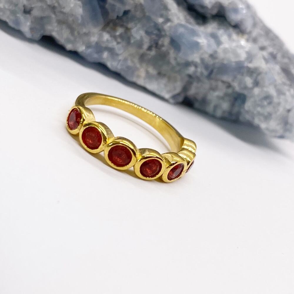 NEW Gold & Red Zirconium Gemstone Statement Ring - Picture 9 of 16